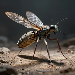 photorealistic industrial design visualisation mantis biomorph biomimicry exoskeleton hydraulics robot mosquito design concept