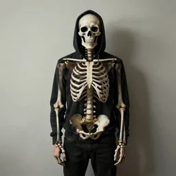 shade the changing man, skeleton, realistic photo, unsettling