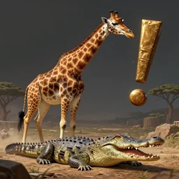 ( ( giraffe ) )!! ( ( crocodile ) )!! well composed, best on artstation, cgsociety, epic, stunning, gorgeous, intricate detail, wow, masterpiece