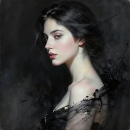 highly detailed beautiful oil painting of woman, ink splash, sharp focus, dramatic, dynamic lighting, elegant, harmony, dark, masterpiece, by riccardo federici, by james jean, by craig mullins, by jeremy mann, by makoto shinkai, by krenz cushart, by greg rutkowski, by huang guangjian, by gil elvgren, illustration, ink draw, pen