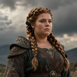 female dwarven noblewoman, chubby short stature, braided intricate hair, by dan mumford