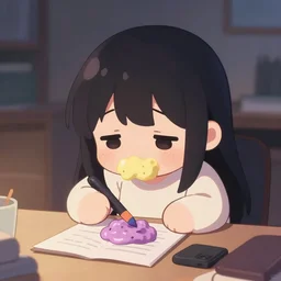cute fumo plush of that girl who stayed up too late studying so her brain has been reduced to mush, anime girl