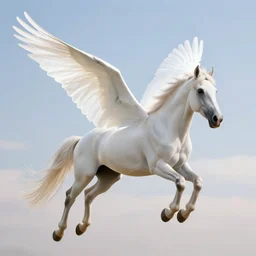a winged appaloosa horse is hovering in the sky by flapping its wings. the wings are luminescent white, very very smooth, very very large and unfurled. professional high quality digital art, cgsociety, artstation, dof, bokeh