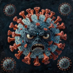 surrealist painting of coronavirus, dark, angry, 8k