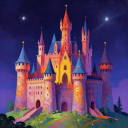space castle by peter mohrbacher, vivid colors, matte painting, 8K, concept art, mystical color scheme, trending on artstation