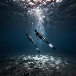 diving video footage of divers, underwater