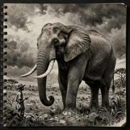 asset sheet, material study ( caricature ) elephant herder by ( by mark ryden ) dark foreboding