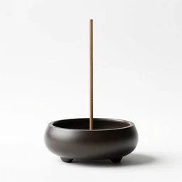 sleek incense burner, clean 3d render, octane render, isolated on a pure white background, centered, entire object in frame, sharp focus, soft studio lighting