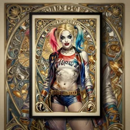 harley quinn comic book street art background design print ready, deep focus, d & d, fantasy, intricate, elegant, highly detailed, digital painting, artstation, concept art, matte, sharp focus, illustration, hearthstone, art by artgerm and greg rutkowski and alphonse mucha