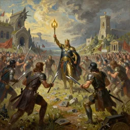 The Battle of the Great Saga, epic painting