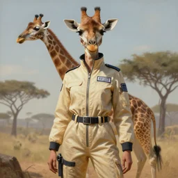 epic professional digital art of female anthropomorphic giraffe wearing air force jumpsuit, painting, by leesha hannigan, iris van herpen, artstation, cgsociety, wlop, epic, much wow, much detail, gorgeous, detailed, cinematic, masterpiece