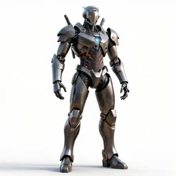 armored android with glowing circuits, high detail digital art, full body, standing, isolated on a pure white background, centered, whole figure in frame, sharp focus, studio lighting