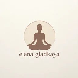 logo for yoga service with text elena gladkaya behance