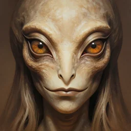 close up sci - fi hippie poster art simon stalenhag reptile eyes, taupe demon skin, elegant, highly detailed, centered, digital painting, concept art, smooth, sharp focus, illustration, artgerm, tomasz alen kopera, peter mohrbacher, donato giancola, joseph christian leyendecker, wlop, frank frazetta