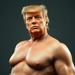hyper realistic photo of donald trump as a playboy model, proportional body