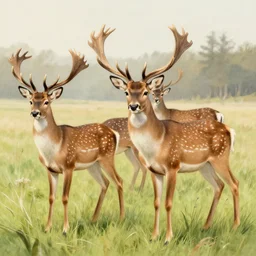 ultra detailed, 4 beautiful deer by ann stokes