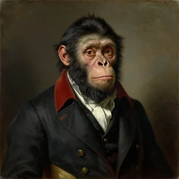 portrait bust of an australopithecus man wearing 1 9 th century french clothing by william bouguereau, alexandre cabanel, oil on canvas, 1 8 8 5, musee d'orsay