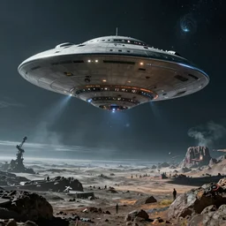 hyperdetailed image of a ufo space battle on a distant unknown creepy planet 8 k extremely detailed hd hyperrealism mysterious movie studio fx