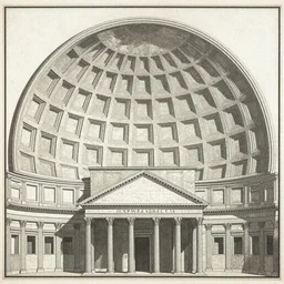 Roof plan of the Pantheon, Rome, circa 1750, by Piranesi