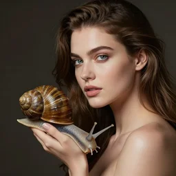 professional photograph of a woman made of snail