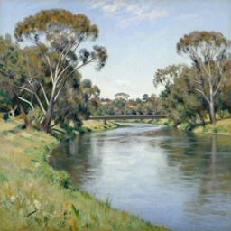 impressionist painting by antoine blanchard of the manning river in taree australia