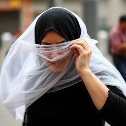 a woman removing her veil furiously, trending on twitter