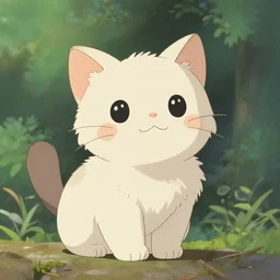 a cute kitten with a pastel aesthetic, studio ghibli, character design, fantasy, 8 k resolution