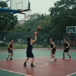 photograph of midgets playing basketball, basketball court, concept art, cinematic, hyperrealistic, photorealistic, 4k