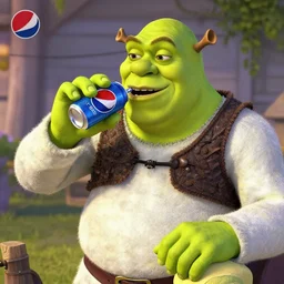 Shrek as Ricardo Milos sexually drinking Pepsi in a Pepsi commercial