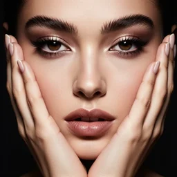 extreme close - up shot, studio photographic portrait of human hand, dynamic lighting, photorealistic, highly detailed, glamor pose, face symmetry, symmetry, 2 5 mm