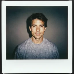 Polaroid of Tom Cruise very close to tv 1983