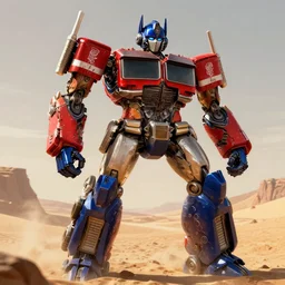 optimus prime in the desert, fantasy, highly detailed, art by greg rutkowski