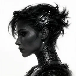 Necromancer Sorceress super macro, fantasy magic, undercut hairstyle, dark light night, intricate, elegant, sharp focus, illustration, highly detailed, digital painting, concept art, matte, art by WLOP and Artgerm and Greg Rutkowski and Alphonse Mucha, masterpiece