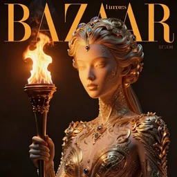 sculpture made of fire, portrait, female, future, torch, flame, harper's bazaar, vogue, fashion magazine, intricate, concept art, close up, ornate, luxury, elite, elegant, trending on artstation, by ruan jia, by Kenneth Willardt, by ross tran, by WLOP, by Andrei Riabovitchev,