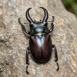 stag beetle with metal prosthetic limbs