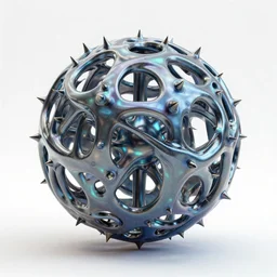 3 d photographic render of asymmetric mandelbulb sculpture, bioluminescent chrometype, made of liquid metal, neotribal with thorns and green thunders, cyberpunk, raytracing, hyper realistic, volumetric lightning, 8 k, by zhelong xu and ouchh studio