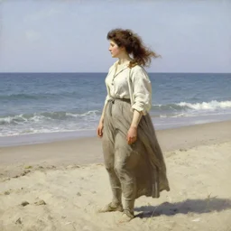 woman on the beach by leyendecker