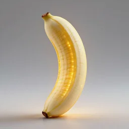 glowing banana split, photorealistic, isolated on a pure white background, centered, entire object in frame, sharp focus, soft studio lighting