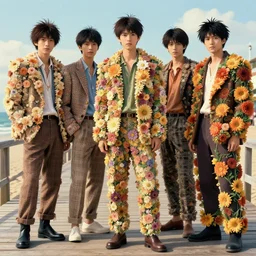 5 0 mm super model portrait, beach boardwalk, clothing made of flower, martin schoeller, emanuele dascanio, oleg bulakh, id magazine, epic scene, soft dynamic lighting, intricate, detailed, makoto shinkai, takashi takeuchi, studio ghibli, akihiko yoshida, sharp focus, photoreal, 8 k