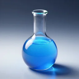 striking digital art of a mana potion, glowing blue liquid in a glass flask, dramatic light, background = alchemist\'s workshop, god rays, wood table, medieval, lighting shining through a window, vibrant colors, trending on artstation