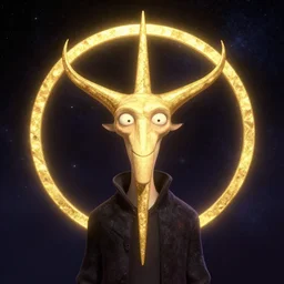 cosmic lovecraft golden symbol portrait, pixar style, by tristan eaton stanley artgerm and tom bagshaw.