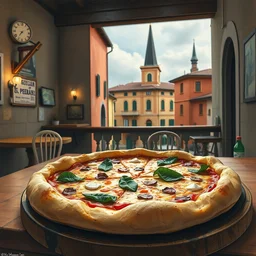 neapolitan pizza. highly detailed, digital painting, watercolor, soviet realism, engraving, artstation, concept art, smooth, sharp focus, vivid grunge, manga, illustration, unreal engine 5, 8 k, art by bilibin and kilian eng and kuvshinov and malevich and mucha