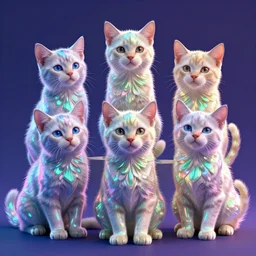 iridescent kittens cyperpunk 2 0 7 7 fluorescent, unreal engine 5, 8 k ultra realistic, hyperdetailed, volumetric lighting, extremely high quality