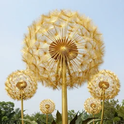 giant golden metal dandelions