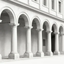 a drawing of a building with columns and arches, a flemish baroque by giovanni battista piranesi, baroque, flemish baroque, fresco