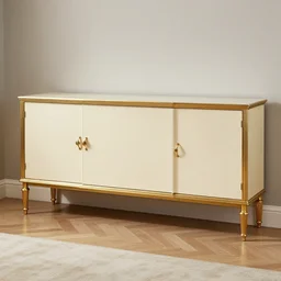 a sideboard, gold and ivory