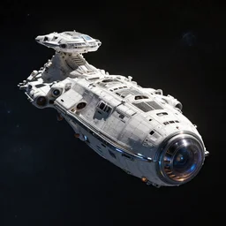 A spaceship in deep space in the style of Paul Pepera realistic 4k render