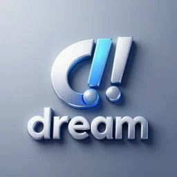 a chrome cool logo that says! dream, 3 d render, redshift