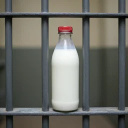 bottle of milk inside a jail cell
