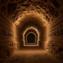 clay walls, tunnel into darkness, exquisite, volumetric lighting, 8 k octane beautifully detailed render, post - processing, extremely hyper - detailed, intricate, epic composition, cinematic lighting, masterpiece, trending on artstation, stunning art by caravaggio, by bakshi, beautiful cinematic light